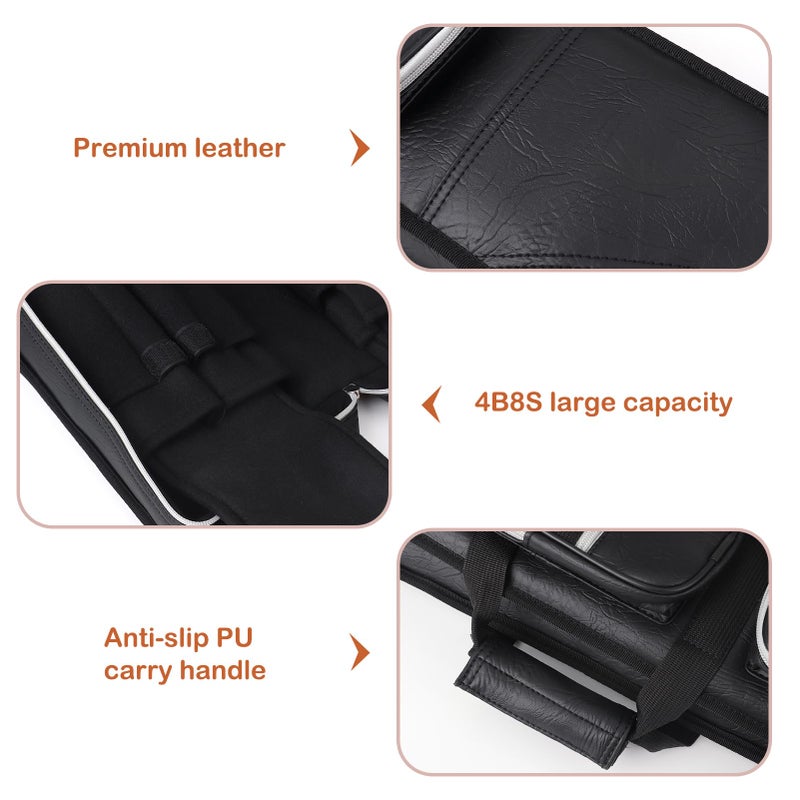 ICZW 4x8 Pool Cue Case Billiard Stick Carrying Case Leatherette Soft Cue Bag Hold 4 Butt 8 Shaft Black - Image 5